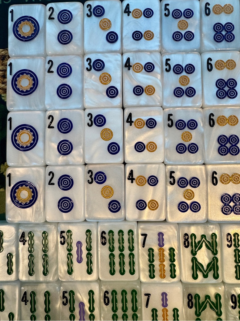 Luxury American Mahjong Tiles Set in Pearlescent White - Multicolor Characters - Picture 9 of 12